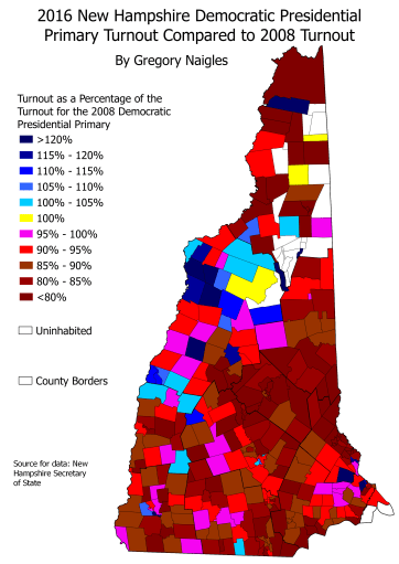NH 16PrezPrimDem turnout compared to 08PrezPrimDem